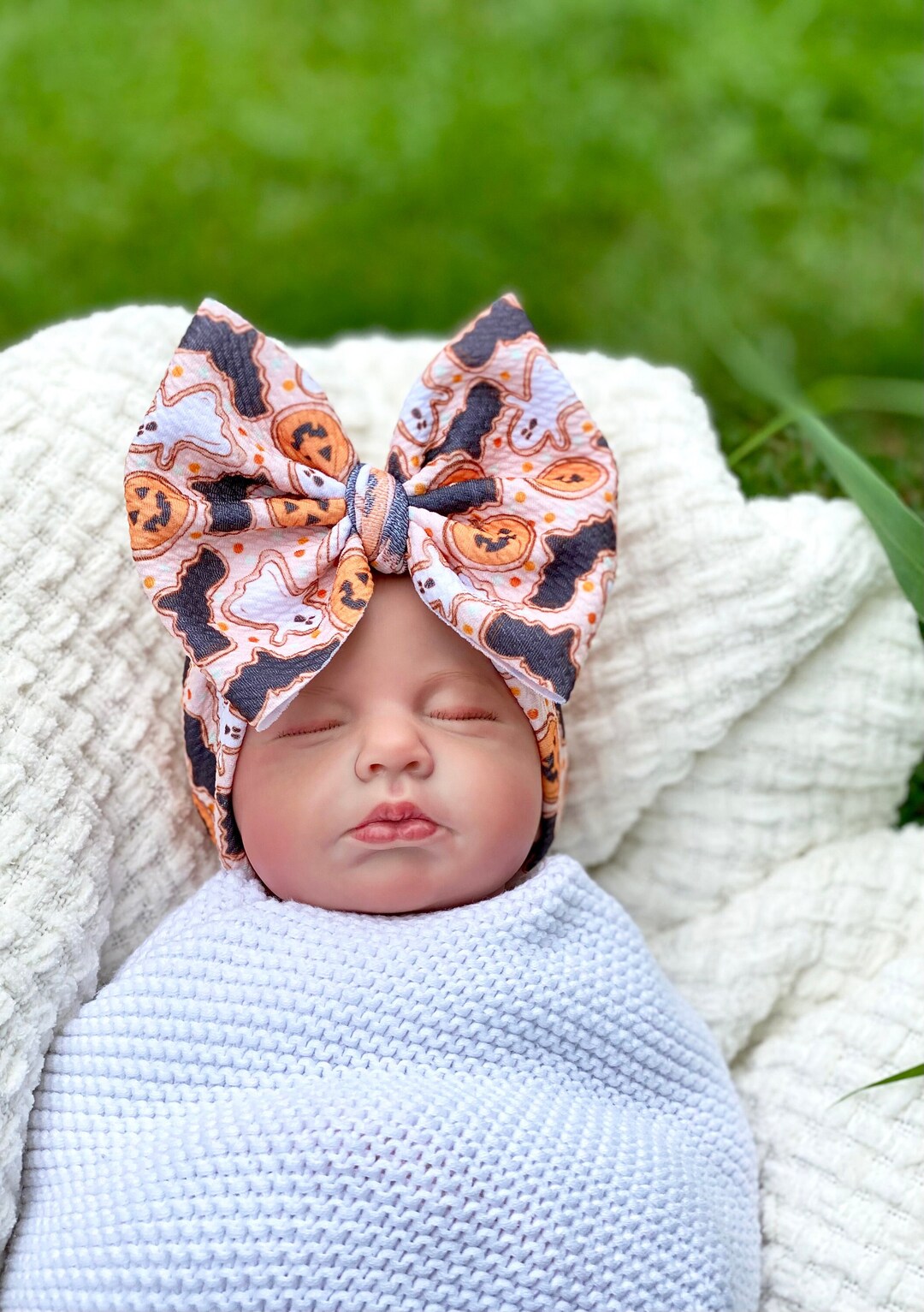 HALLOWEEN COOKIES Big Bow Headband Baby Headwrap Baby Etsy