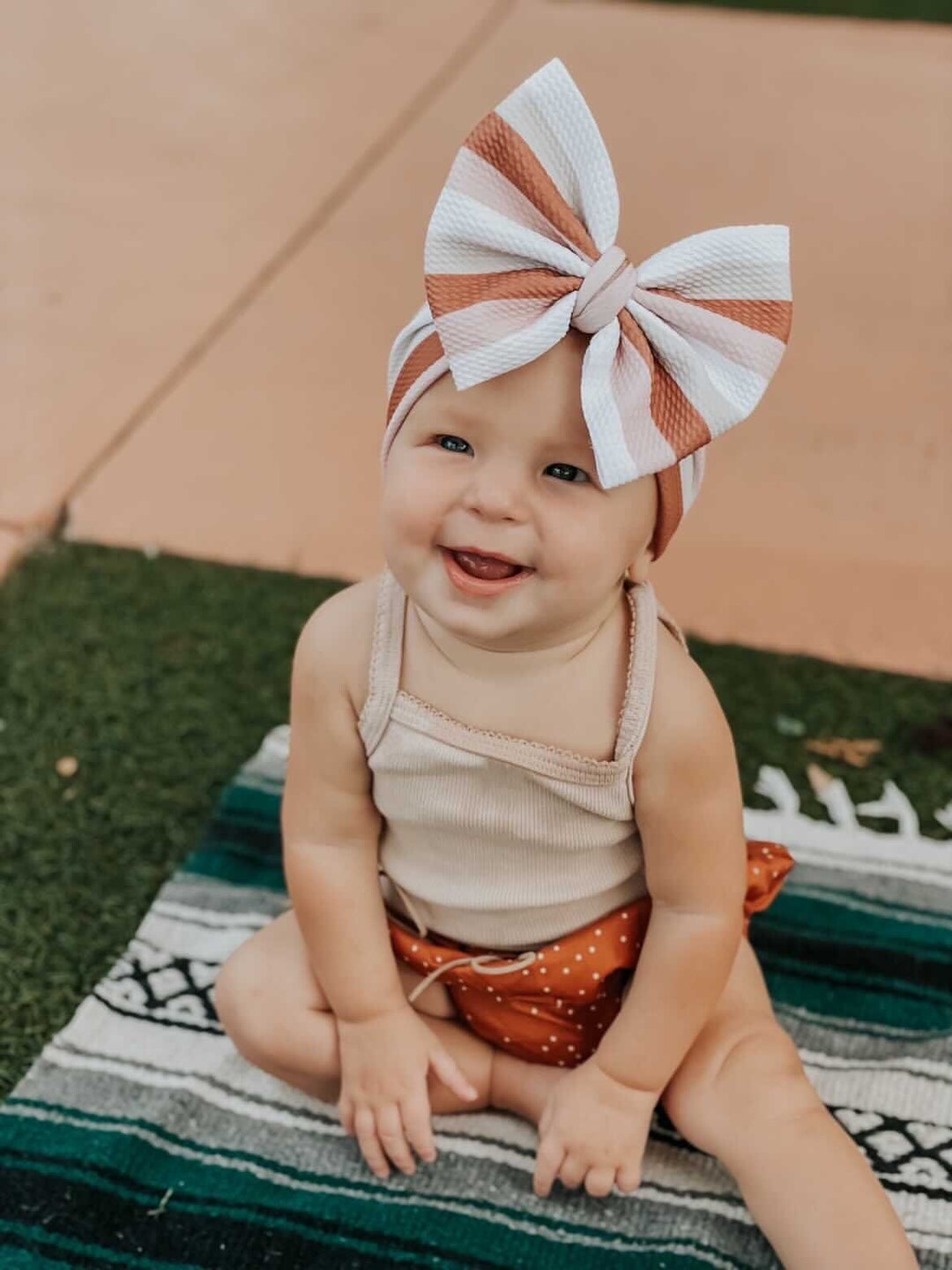 EARTH TONE STRIPES Baby Headwraps Big Bow Headbands Newborn Etsy