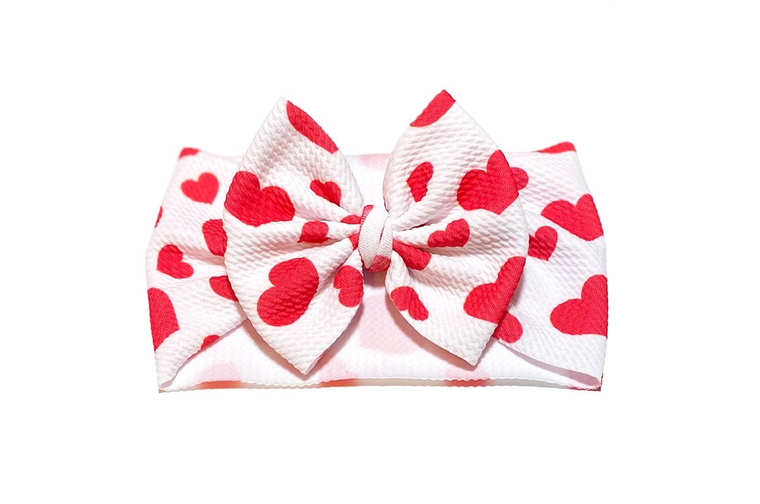 HEARTS Stretchy Headwrap, Baby Head Wrap, Baby Headband, Baby Girl, Big
