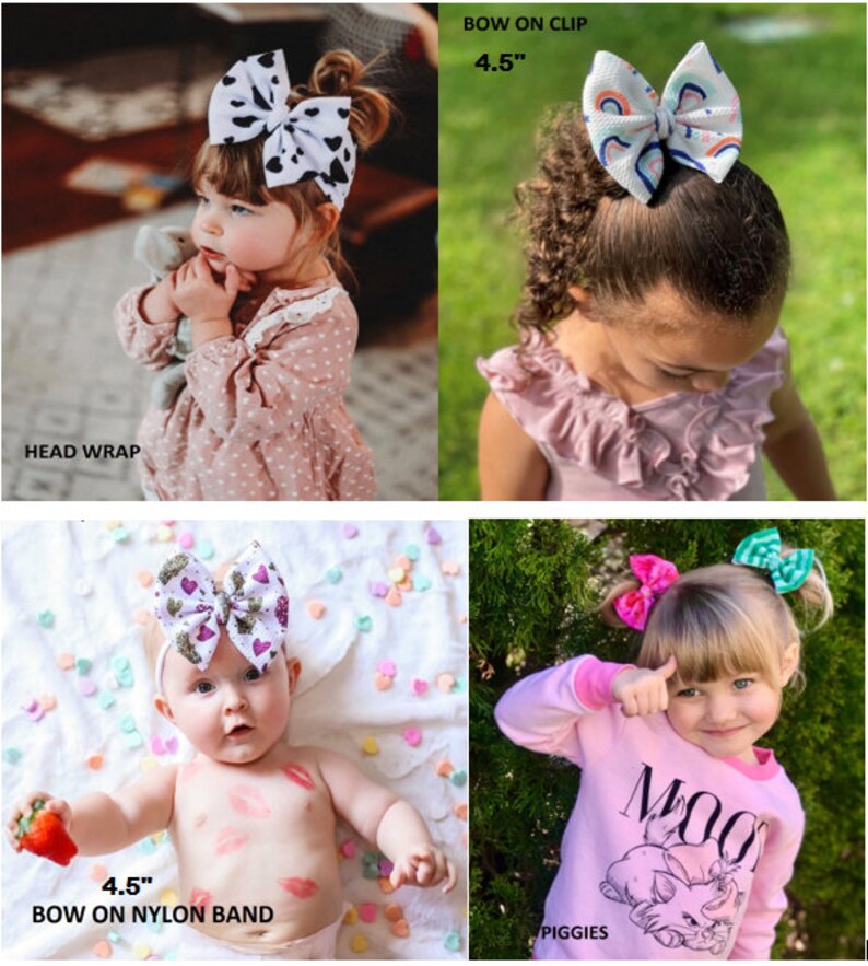 WHITE Baby Headwrap, Baby Headband, Stretchy Headwrap, Baby Girl, Big Bow Headband, Hair Clips, Newborn Headband, Piggies, White Bow image 7