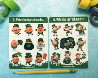 St. Patrick's Day stickers, Leprechaun stickers, Laptop Stickers, March, Lucky, Shamrock, Green Stickers, March Planner Stickers,Sticker Set