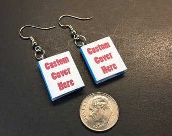 Custom Miniature Book Earrings, Necklace or Metal Bookmarker