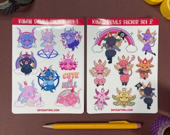 Kawaii Baphomet Sticker Sheets, Satan Sticker, Anti Religion, Occult Sticker, Satanic Sticker, Agnostic Sticker, Pink Stickers, goat sticker