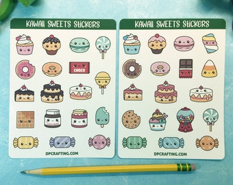 Kawaii Sweets Sticker Set, Cute Stickers, Planner Stickers, Bakery, Pastries, Japanese Sweets, Planner, Cute Stationery, Cakes,Candy Sticker