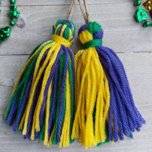 Individual Mardi Gras Knot Yarn Tassel Ornament