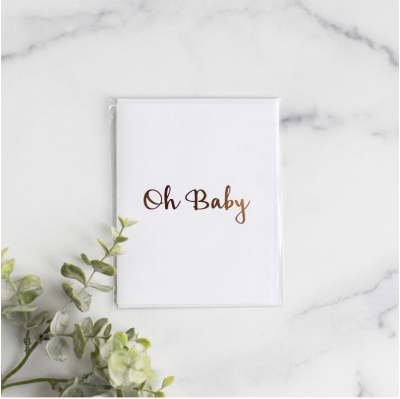 Oh Baby Card, Gold Foil Card, Baby Shower Card, Blank Greeting Card, Pregnancy Announcement Card, Announcement Card image 1