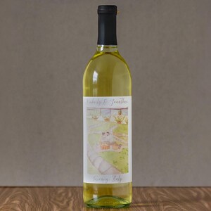 Custom Watercolor Wine Label, Engagement Gift