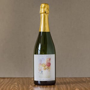 Custom Watercolor Champagne Label, Engagement Gift