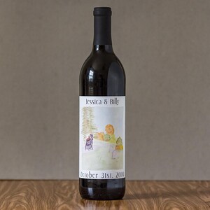 Custom Watercolor Wine Label, Engagement Gift