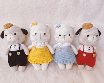 Handgemachtes gehäkeltes Plüschtier Hund und Katze Stofftier Spielzeug