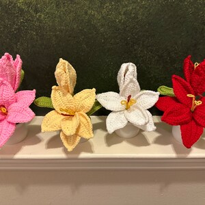 Handmade Crochet Lily Flower Pot | Table Desk Decoration