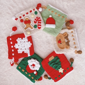 Portamonete con coulisse all'uncinetto fatto a mano / Porta soldi di Babbo Natale, regalo di Natale / regalo per lei, bambino, bambino, figlia, compleanno, calza, Natale