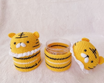 Handgemachtes häkeln Amigurumi Tiger Glas | Plüschtier Container