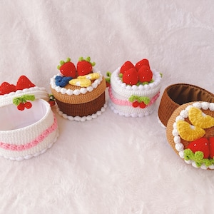 Handmade Crochet Fruity Birthday Cake Box | Strawberry Blueberry Orange Plushy Jar Container| Birthday, Valentine Gift | Candy, Jewelry Box