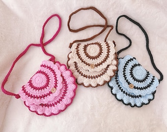 Handgefertigte häkeln Runde Crossbody Bag | Gemusterte Geldbörse mit Liner