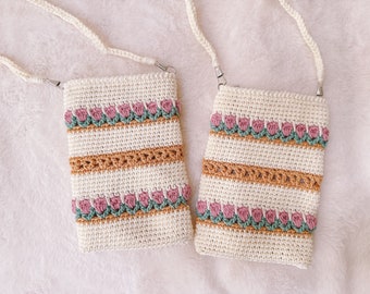 Handgemachte Häkeltasche Tulip Crossbody Bag, Kleine Blumentasche