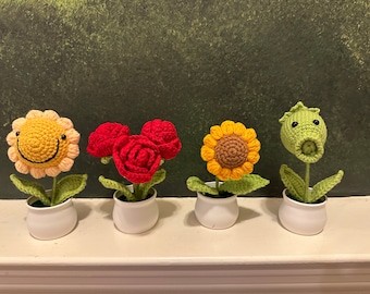 Handmade Crochet Mini Flower Pot | Desk Table Decoration