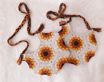 Handgemachte Häkelblumen Umhängetasche Umhängetasche