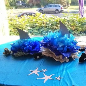 Shark Poms | Ocean Poms | Underwater Party Decor | Shark Centerpiece