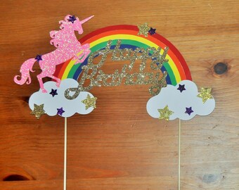 Topper gâteau licorne | Rainbow Unicorn Cake Topper | Fête de la Licorne | Anniversaire de Brite d’arc-en-ciel