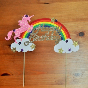 Unicorn Cake Topper Rainbow Unicorn Cake Topper Unicorn Party Rainbow Brite Birthday image 1