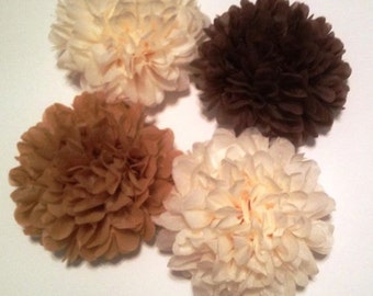 Brown Ombre Pom Kit | Tissue Paper Flower | Pom Pom | Diesel Punk Decor | Steampunk Decorations