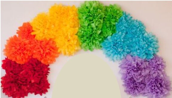 Rainbow Multicolor Tissue Pom Poms, 3ct