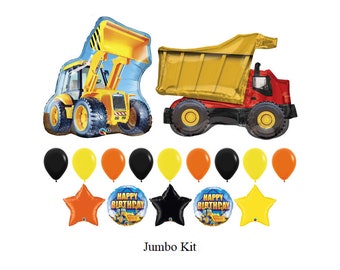 Construction Truck Balloon Pack | Digger Birthday Party Decor | Birthday Balloons