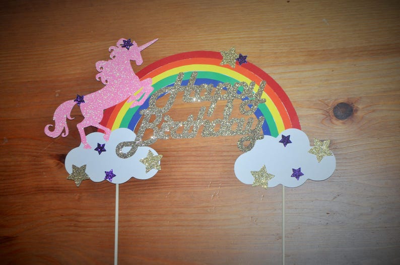 Unicorn Cake Topper Rainbow Unicorn Cake Topper Unicorn Party Rainbow Brite Birthday image 2