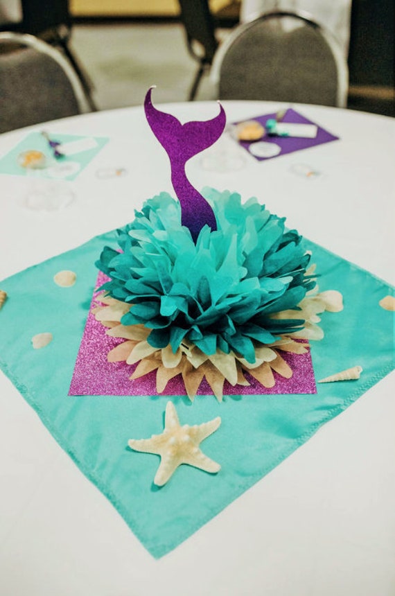 Mermaid Poms Ocean Poms Mermaid Party Decor Mermaid Centerpiece