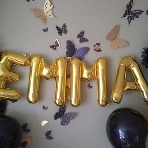 Custom 16" Balloon Letter Banner |  Custom Name Banner | Custom Phrases in Gold, Rose Gold, Silver, Magenta, or Blue Balloons