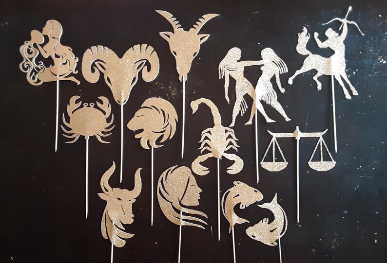 Zodiac Poms Birthday Centerpieces Astrological Decorations Etsy