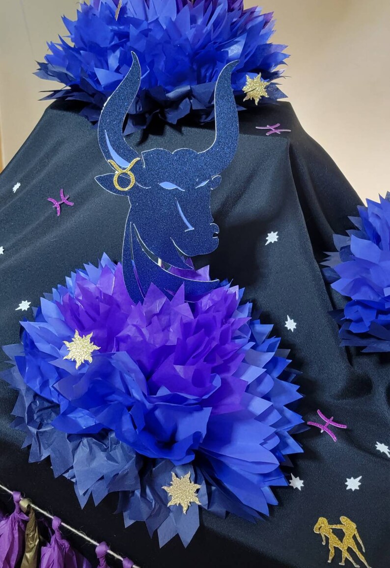 Zodiac Poms Birthday Centerpieces Astrological Decorations Etsy