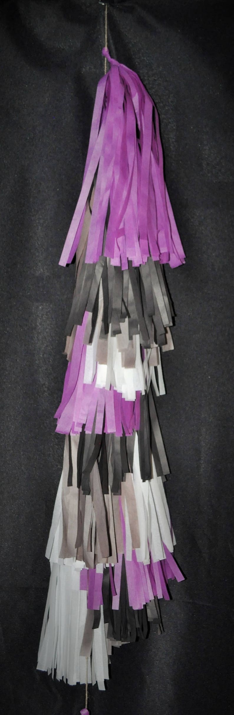 Plum, Black, Slate Grey, and White Tassel Garland Wedding Decorations Celestial Wedding image 3