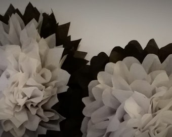 Black Ombre Pom | Tissue Paper Flower | Black Pom Pom | Dark Decor | Macabre Decorations