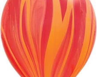 Feurige Achatballons | Set aus fünf Luftballons | Rote und orange Achatballons | Gelbe Achatballons