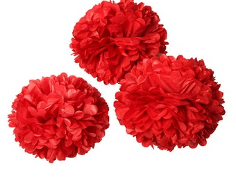 Red Poms | Tissue Paper Pom Poms | Red Tissue Flowers | Macabre Decor | Dark Decorations