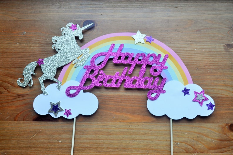 Unicorn Cake Topper Rainbow Unicorn Cake Topper Unicorn Party Rainbow Brite Birthday image 4