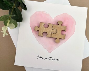 Anniversary Jigsaw Piece 3D Card | We belong together | I love you to pieces | You're my missing piece | You complete me | Birchwood Puzzle