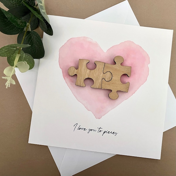 Anniversary Jigsaw Piece 3D Card | We belong together | I love you to pieces | You're my missing piece | You complete me | Birchwood Puzzle