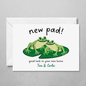 Carte personnalisée pour la nouvelle maison | Nouvelle carte grenouille pour couple | Bonne chance dans votre nouvelle maison | Carte de pendaison de crémaillère mignonne et drôle | Première maison