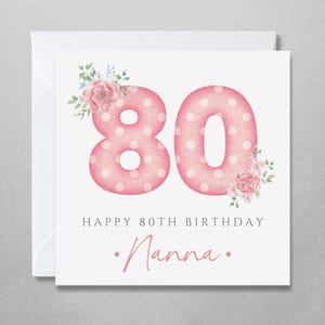 Carte d'anniversaire rose personnalisée de l'âge d'or | 50e 60e 70e 80e 90e | Maman, grand-mère, soeur, meilleure amie | Carte de voeux pour elle