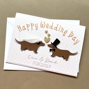 Personalised Dachshund-themed 3D Wedding Card | Sausage Dog Wedding Card | Customised Wedding Couple Card