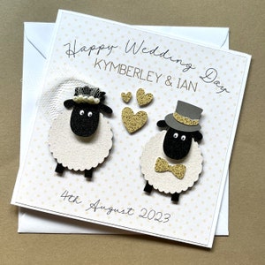 Personalised Sheep-themed 3D Wedding Card | Lambs Wedding Card | Farmer Wedding | Outdoor Wedding