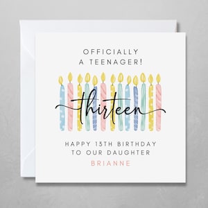 d'anniversaire personnalisée pour fille | Officiellement adolescent | Carte de 13 ans pour fille, sœur, nièce, petite-fille, filleule