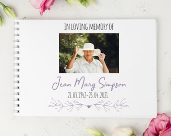 Personalised Memorial Memory Photo Condolence Funeral Guest Book | Book of Memories