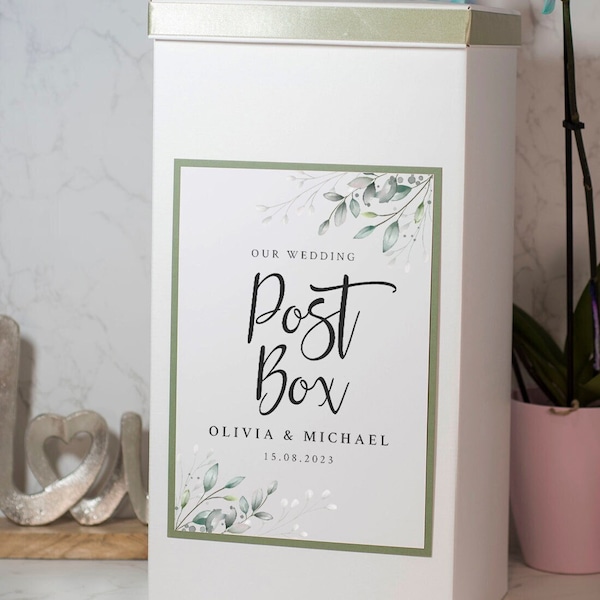 Personalised Botanical Wreath Wedding Card Post Box