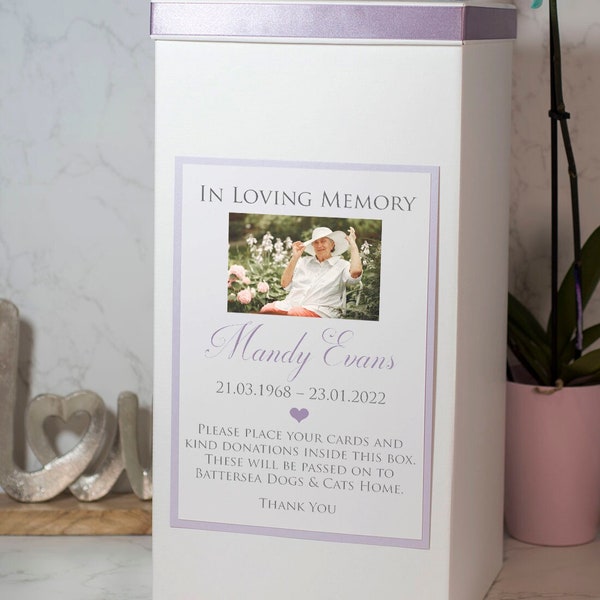Personalised Funeral Memorial Donations Collection Card Post Box