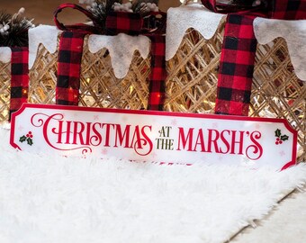 Personalised Holly Family Christmas at Street Sign Decoration