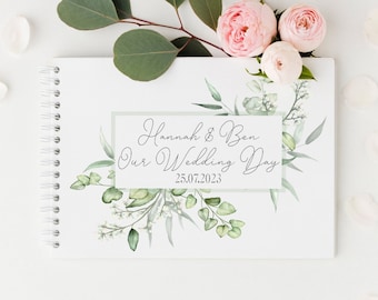 Personalised Watercolour Eucalyptus A5 or A4 Wedding Guest Book